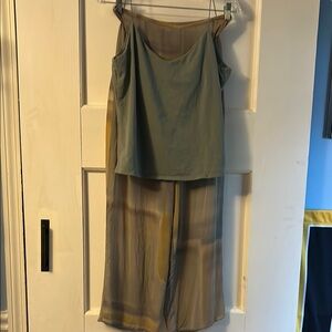 Victoria's Secret Green and Beige Pajama Set